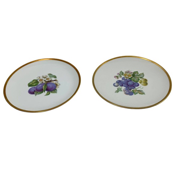 2 Vtg Hutschenreuther Selb Salad Plates Bavaria Germany Pasco Plums Grapes - Picture 1 of 7